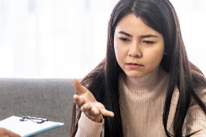 Woman In A Brainspotting Therapy Session.