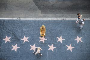 Overhead View Of Hollywood Blvd Walk Of Fame